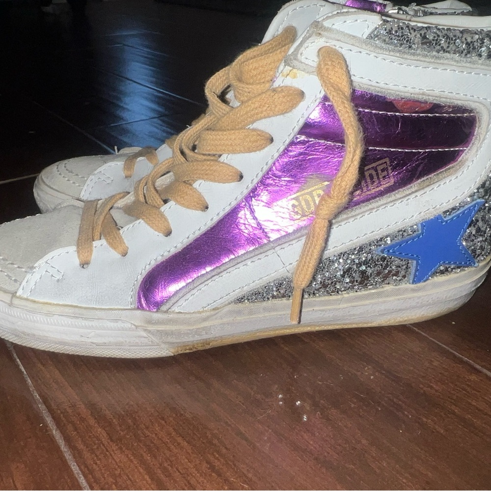 Golden Goose Purple and Blue High-Top Sneakers